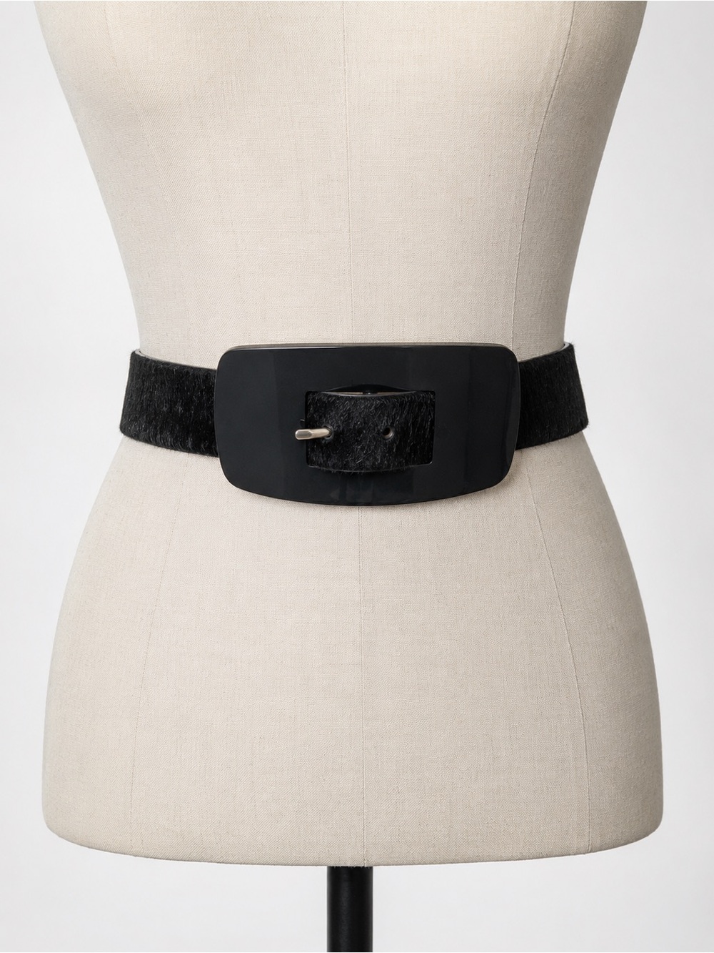 WORTH New York Calf Hair Wide Statement Belt Italy Quiet Luxury Goth